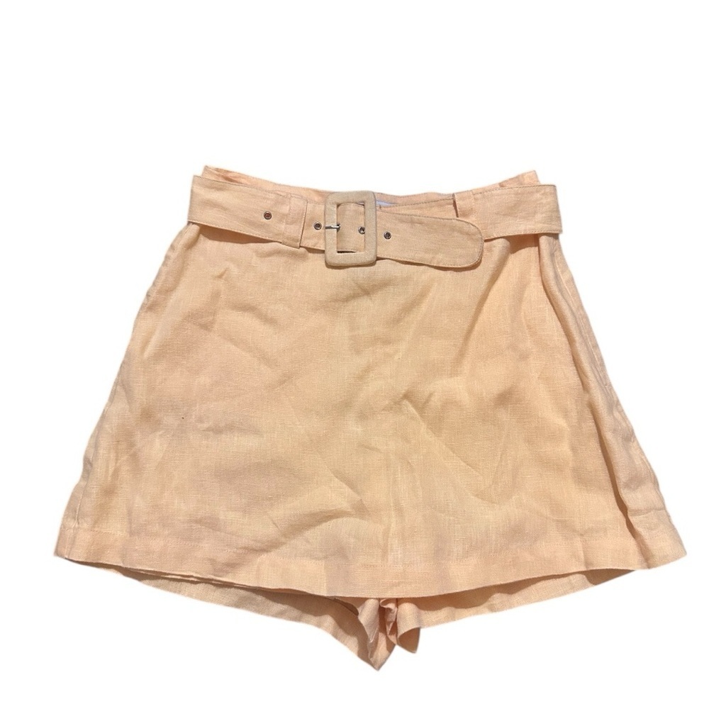 Faithfull the Brand Apricot Linen High Waist Belted Skort Size 4
